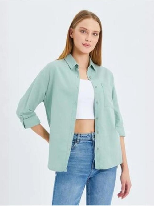 Chemise boutonnée à manches longues avec poche mixray - Kiabi
