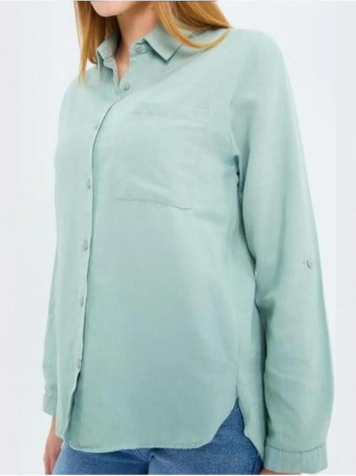 Chemise boutonnée à manches longues avec poche mixray - Kiabi