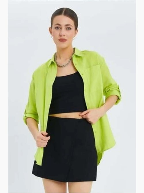 Chemise boutonnée à manches longues avec poche mixray - Kiabi