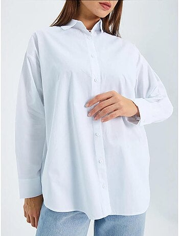 Chemise boutonnée à manches longues en coton mixray
