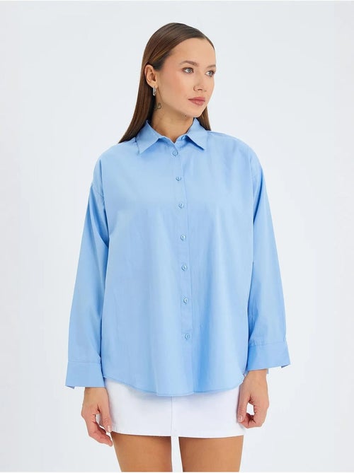 Chemise boutonnée à manches longues en coton mixray - Kiabi