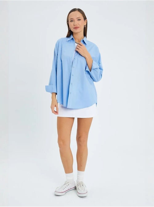 Chemise boutonnée à manches longues en coton mixray - Kiabi