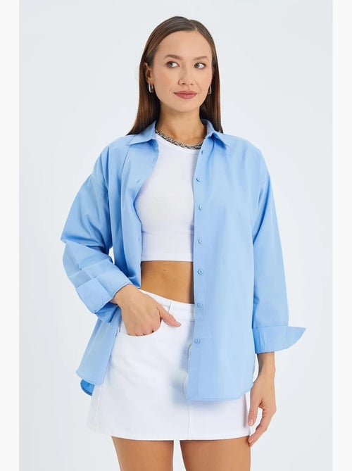 Chemise boutonnée à manches longues en coton mixray - Kiabi