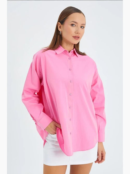 Chemise boutonnée à manches longues en coton mixray - Kiabi