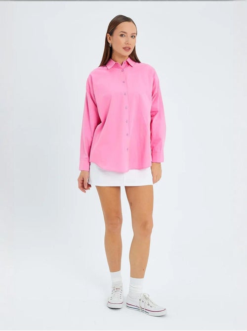 Chemise boutonnée à manches longues en coton mixray - Kiabi