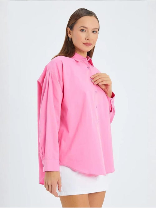 Chemise boutonnée à manches longues en coton mixray - Kiabi