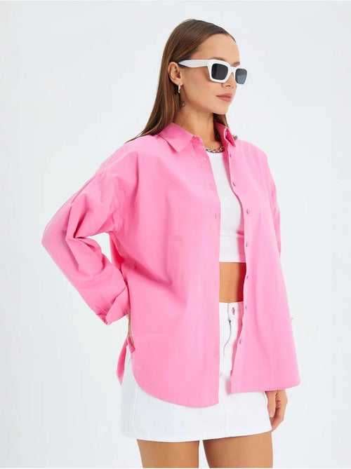 Chemise boutonnée à manches longues en coton mixray - Kiabi