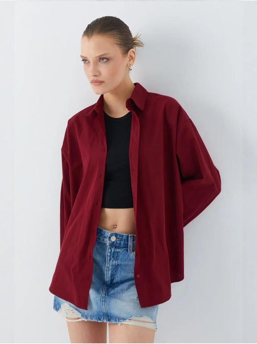 Chemise boutonnée à manches longues en coton mixray - Kiabi