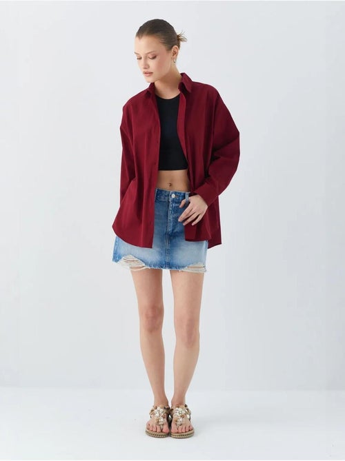 Chemise boutonnée à manches longues en coton mixray - Kiabi