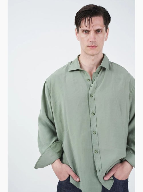 Chemise boutonnée à manches longues oversize giesto - Kiabi Chemise boutonnée à manches longues oversize giesto - Kiabi