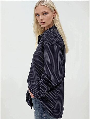 Chemise boutonnée à rayures avec col chemise hiccup