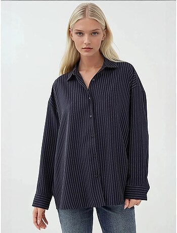 Chemise boutonnée à rayures avec col chemise hiccup