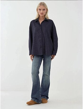 Chemise boutonnée à rayures avec col chemise hiccup
