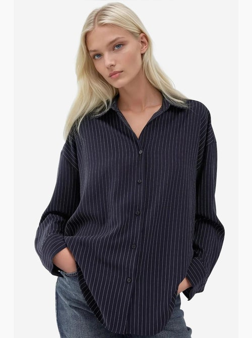 Chemise boutonnée à rayures avec col chemise hiccup - Kiabi