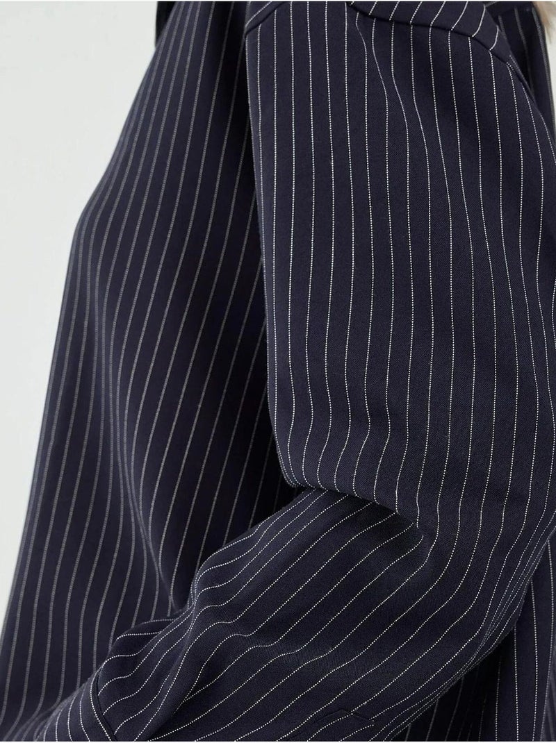 Chemise boutonnée à rayures avec col chemise hiccup Bleu marine - Kiabi