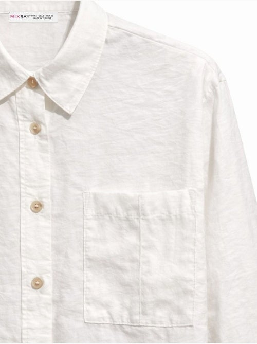 Chemise boutonnée coupe décontractée avec poche mixray - Kiabi Chemise boutonnée coupe décontractée avec poche mixray - Kiabi