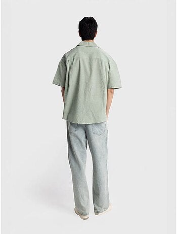 Chemise boutonnée en coton texturé avec poche giesto