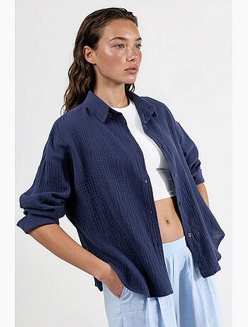 Chemise boutonnée en coton texturé busem