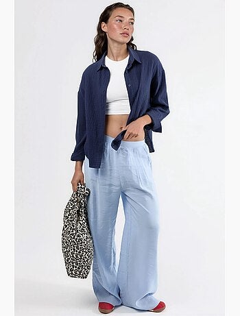 Chemise boutonnée en coton texturé busem