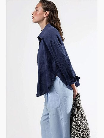 Chemise boutonnée en coton texturé busem