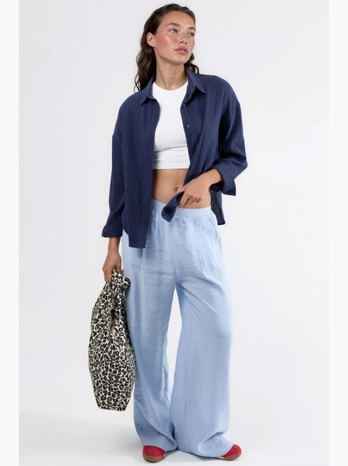 Chemise boutonnée en coton texturé busem - Kiabi