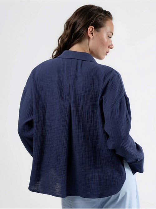Chemise boutonnée en coton texturé busem - Kiabi