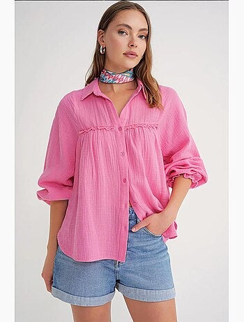 Chemise boutonnée en coton texturé mixray