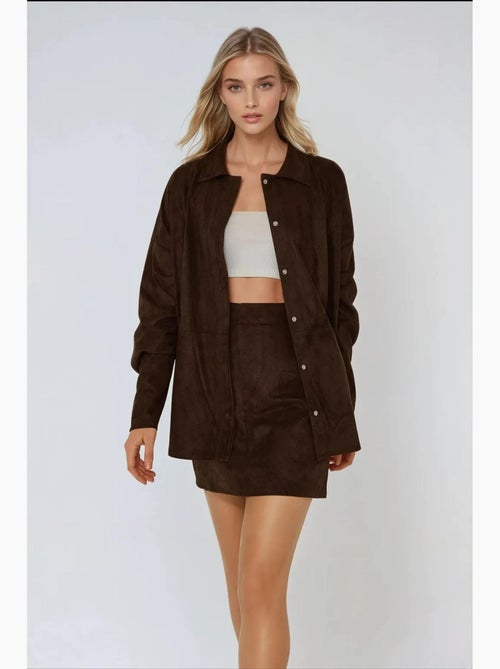 Chemise boutonnée en faux daim hiccup - Kiabi