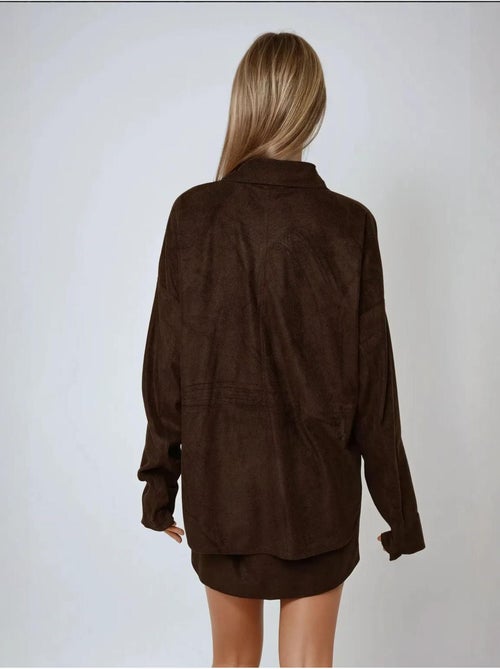 Chemise boutonnée en faux daim hiccup - Kiabi