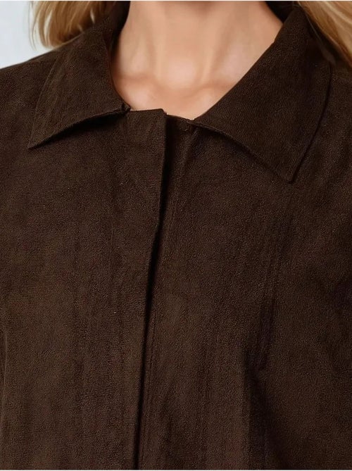 Chemise boutonnée en faux daim hiccup - Kiabi