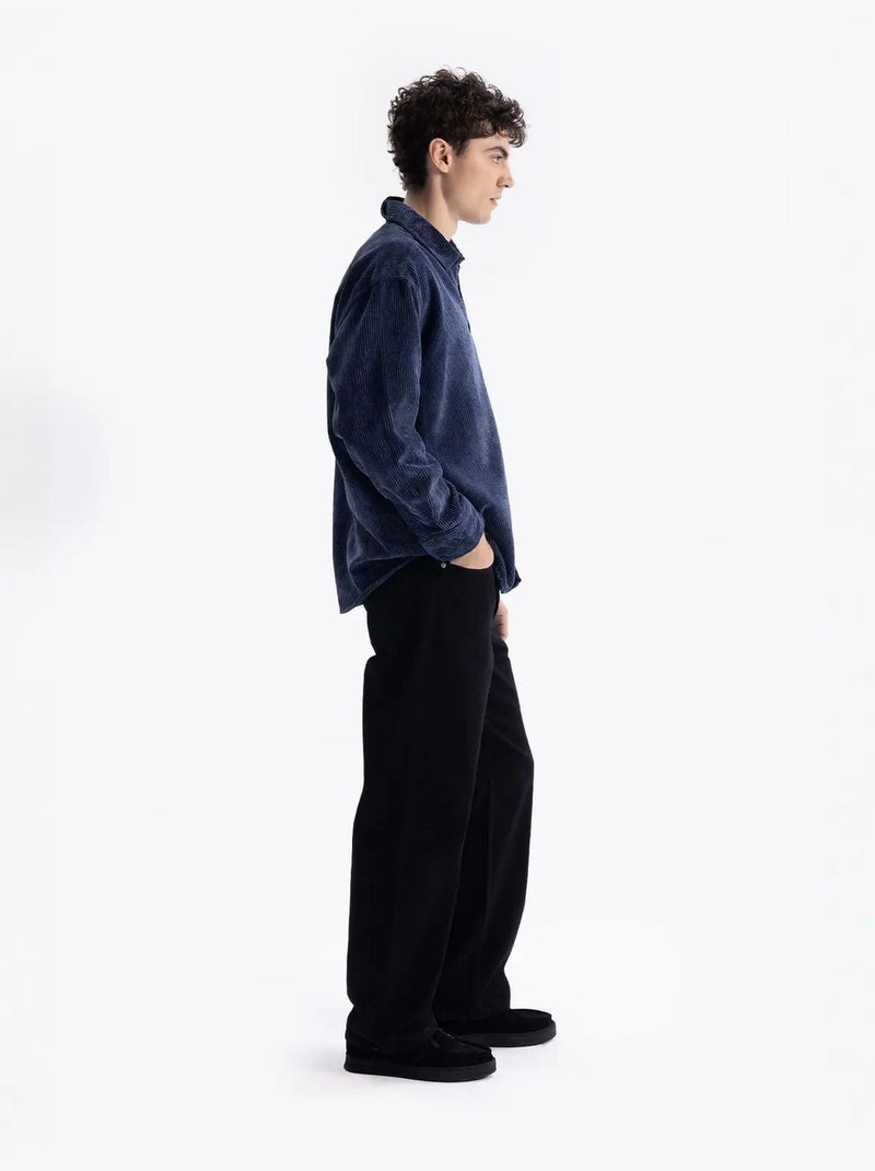 Chemise boutonnée en gabardine texturée giesto Bleu lagon - Kiabi