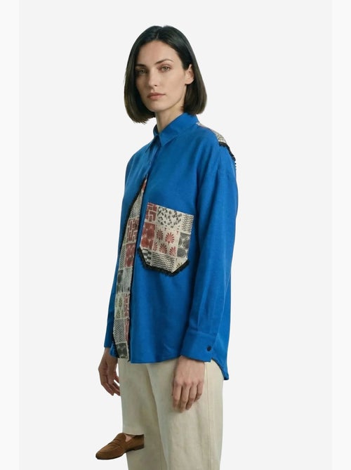 Chemise boutonnée en lin mélangé à imprimé géométrique ma mode my fashion - Kiabi
