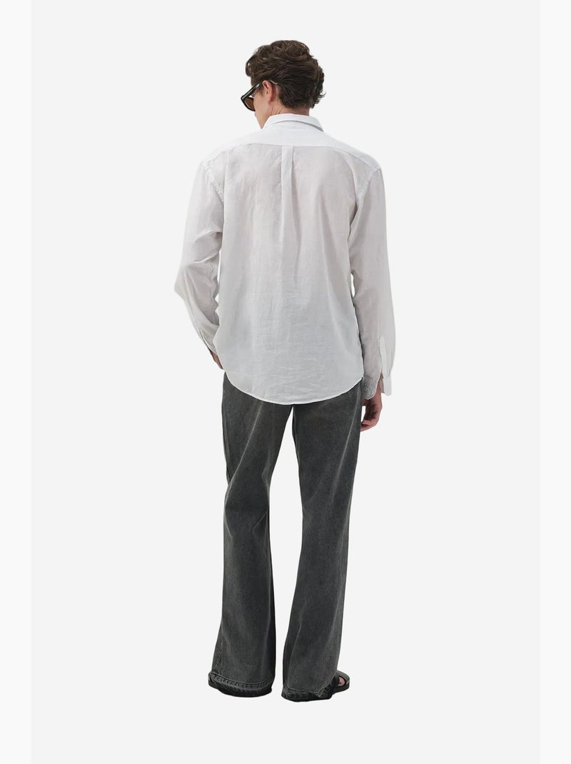 Chemise boutonnée en popeline coupe classique giesto Blanc - Kiabi