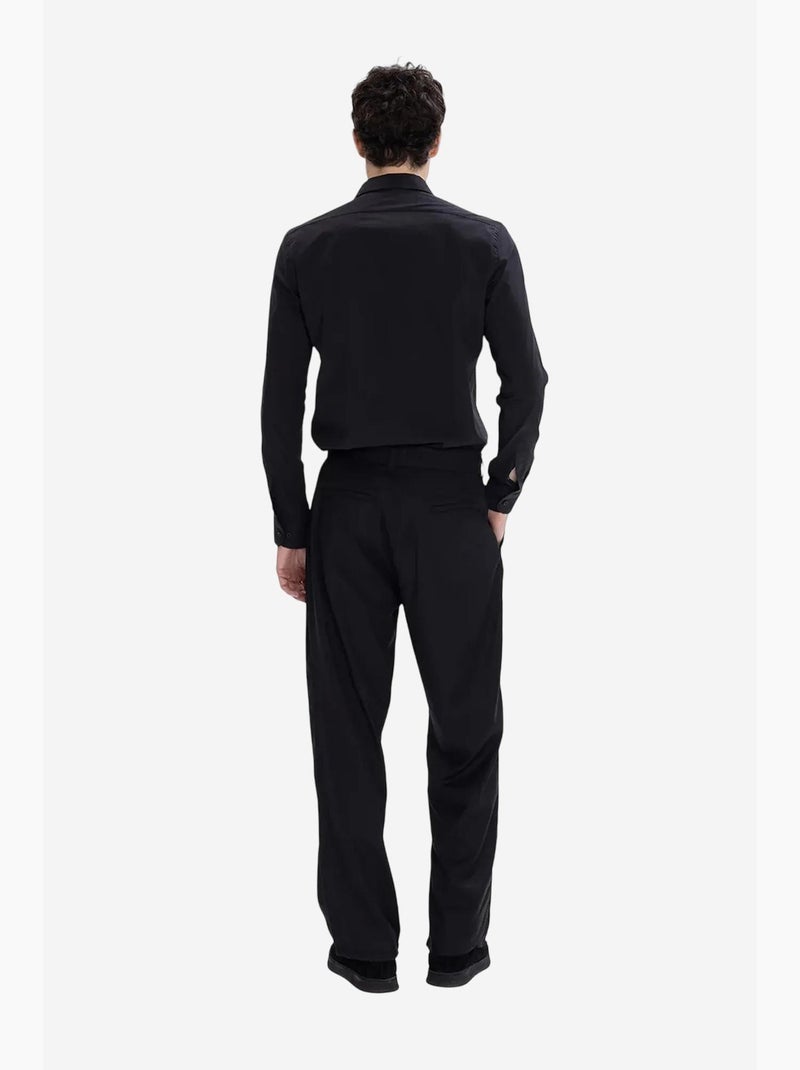 Chemise boutonnée en popeline coupe slim giesto Noir - Kiabi