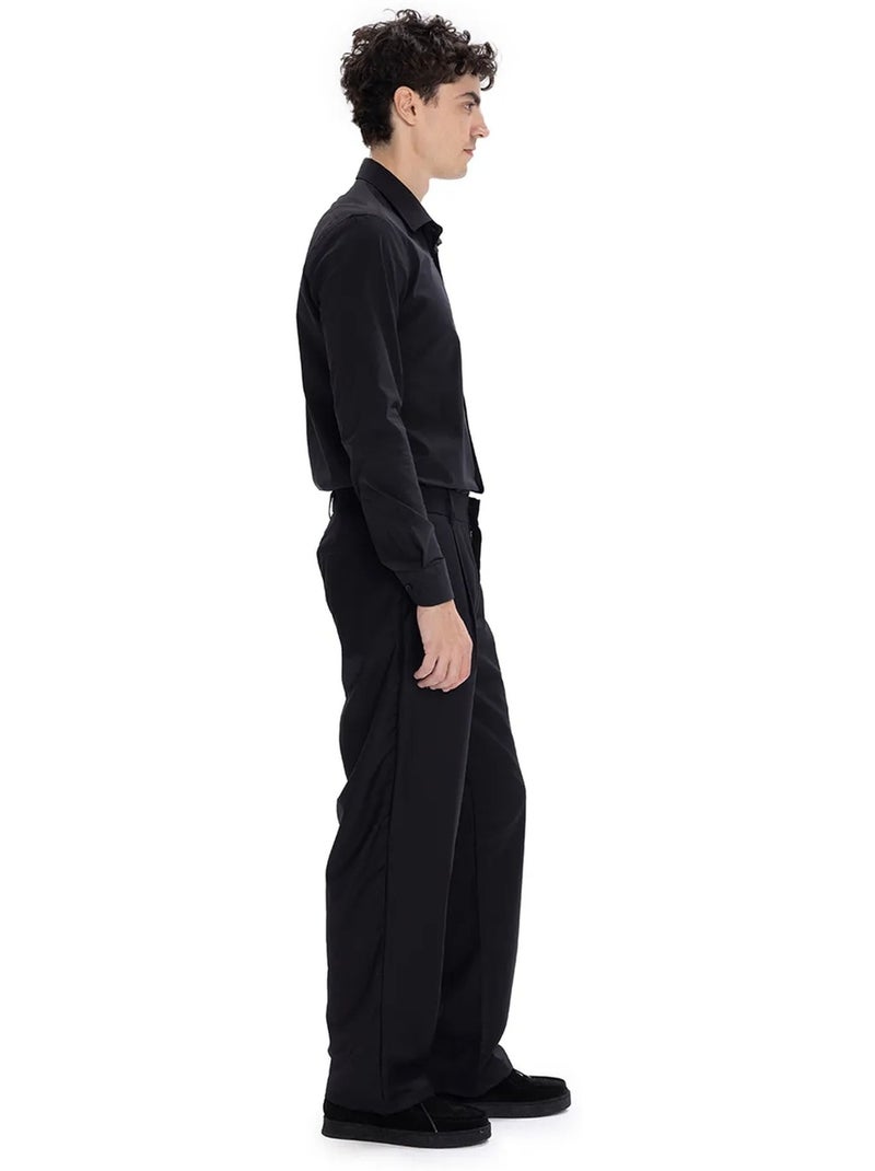 Chemise boutonnée en popeline coupe slim giesto Noir - Kiabi