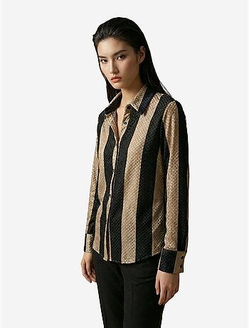 Chemise boutonnée en velours tissé à rayures my fashion