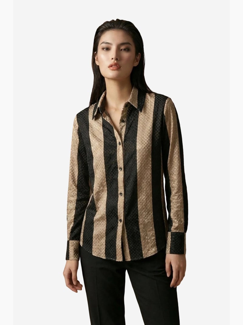 Chemise boutonnée en velours tissé à rayures my fashion Beige naturel - Kiabi