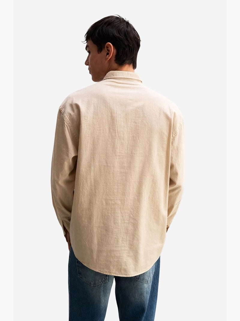 Chemise boutonnée oversize en coton giesto Beige argile - Kiabi