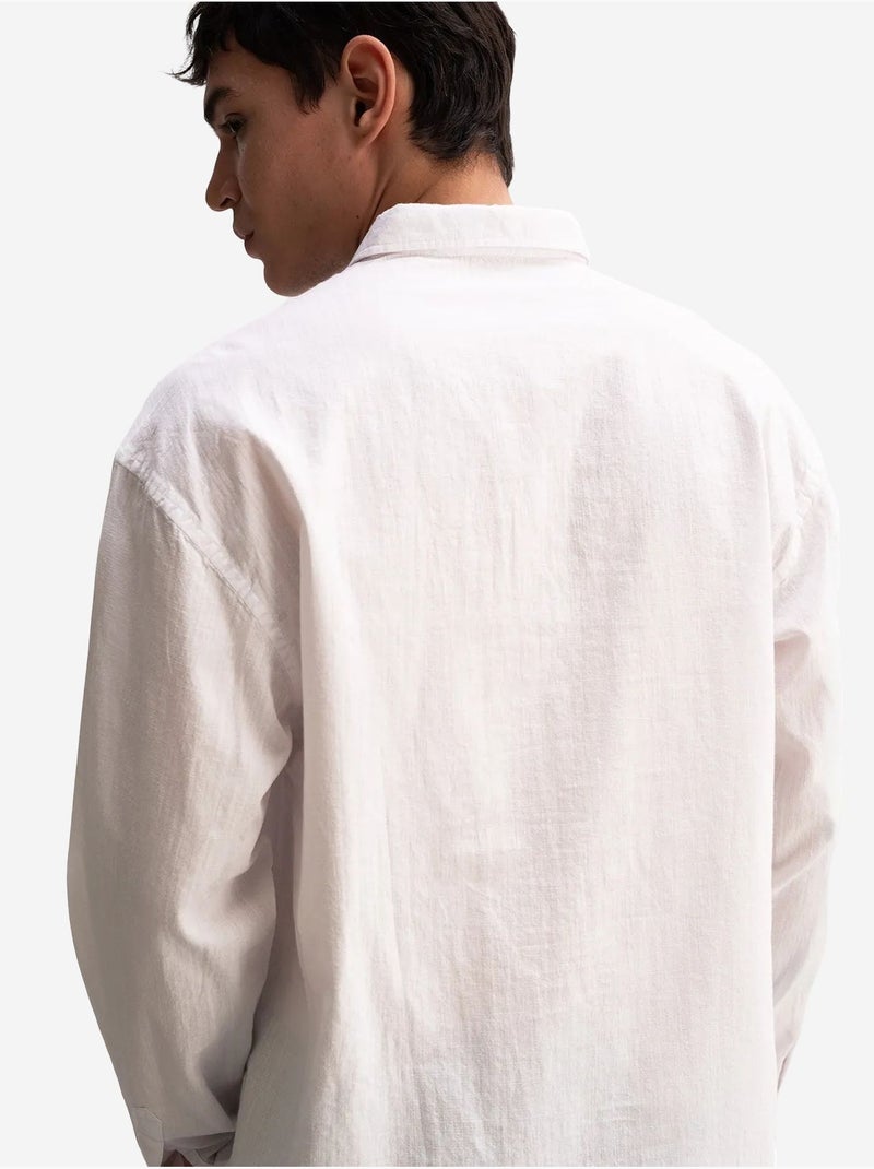 Chemise boutonnée oversize en coton giesto Blanc - Kiabi