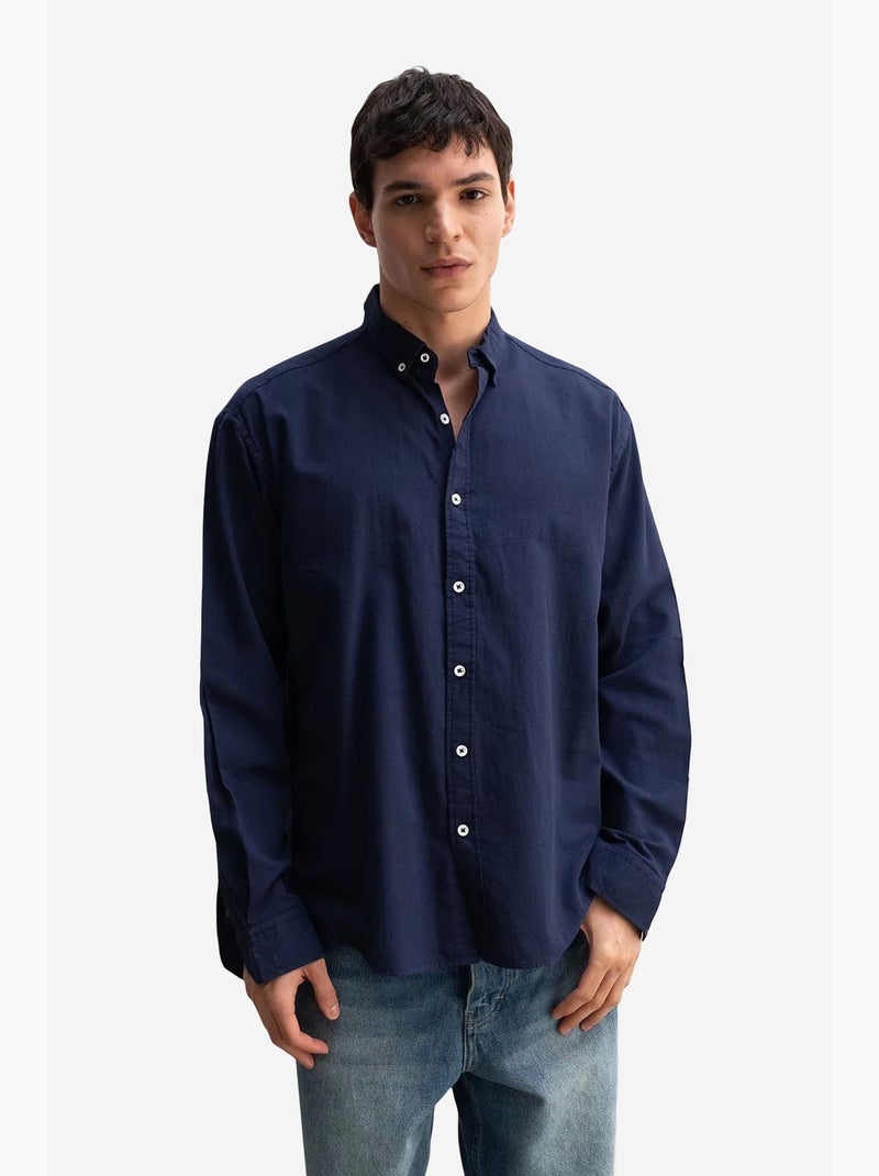 Chemise boutonnée oversize en coton giesto Bleu marine - Kiabi