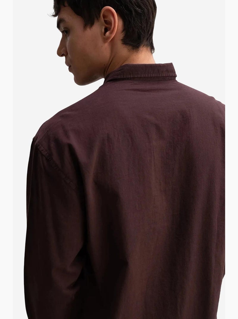 Chemise boutonnée oversize en coton giesto Marron chocolat - Kiabi