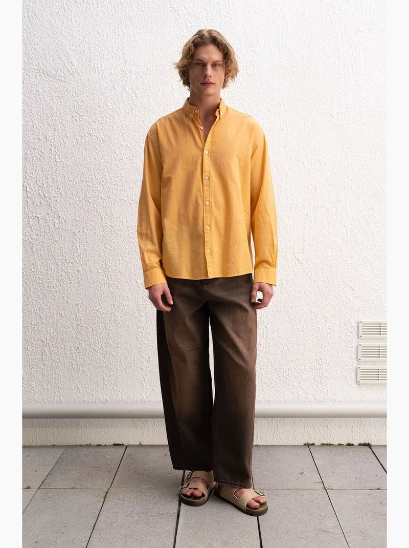 Chemise boutonnée oversize en coton giesto Orange mandarine - Kiabi