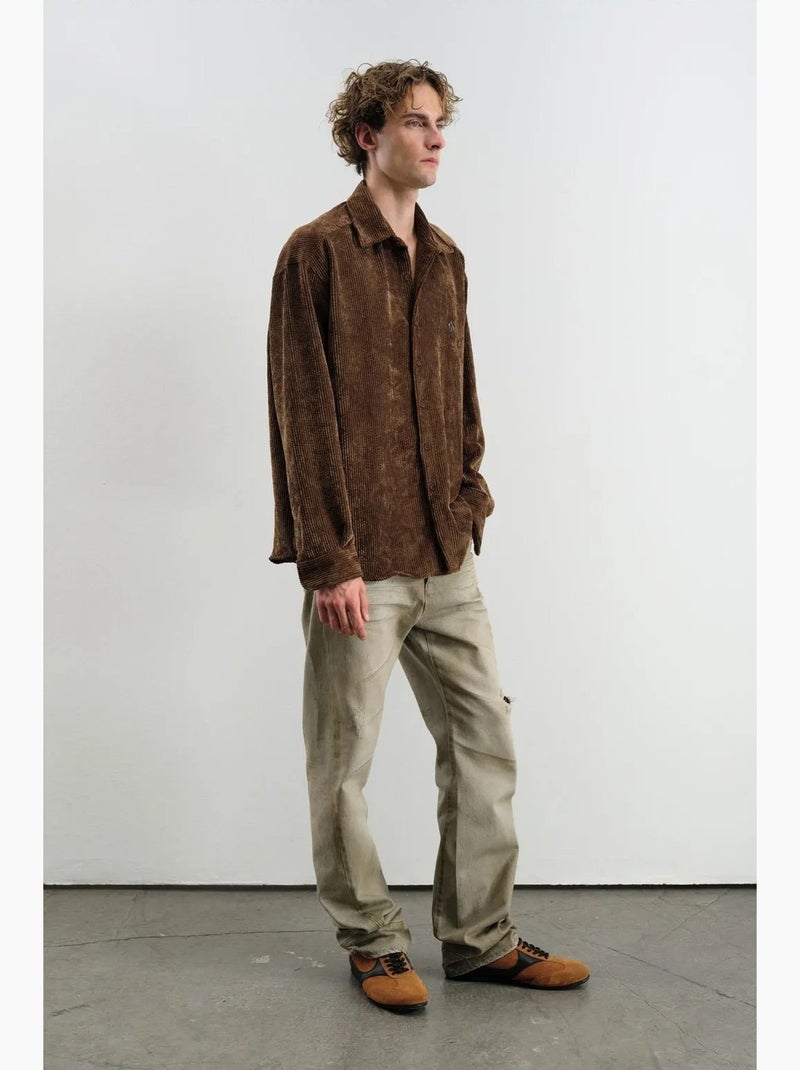 Chemise boutonnée oversize en gabardine giesto Marron clair - Kiabi