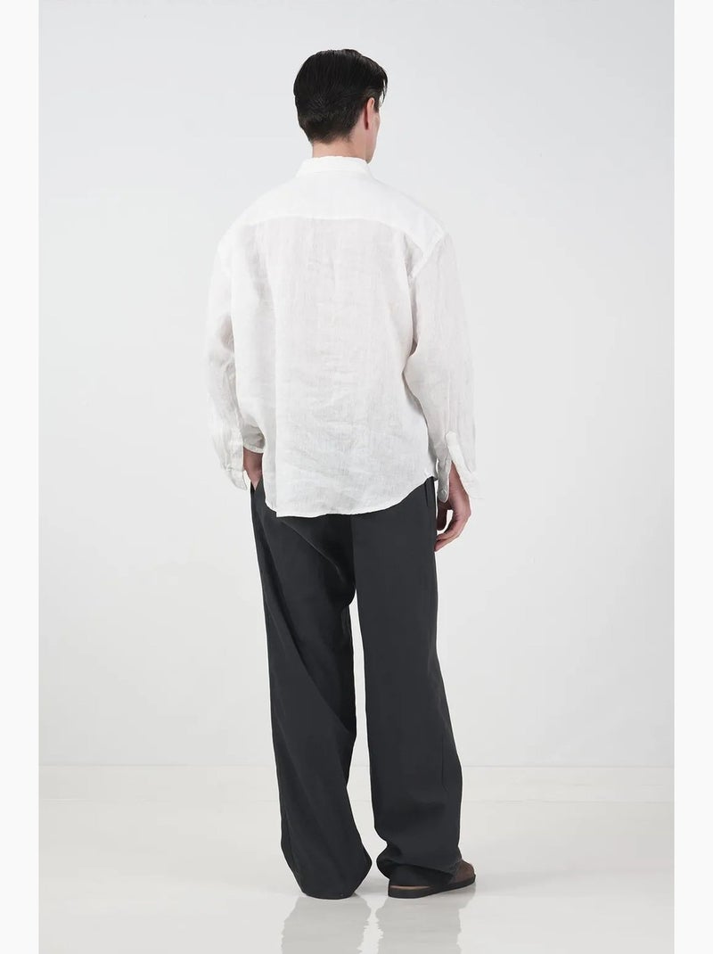 Chemise boutonnée oversize en lin giesto Blanc - Kiabi