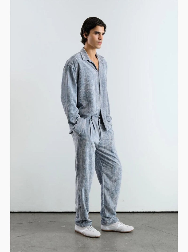 Chemise boutonnée oversize texturée giesto Bleu clair - Kiabi
