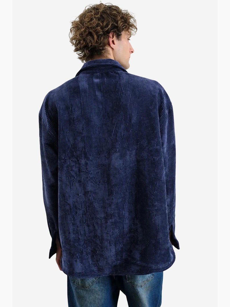 Chemise boutonnée oversize texturée giesto Bleu marine - Kiabi