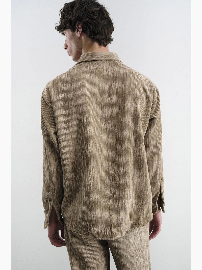 Chemise boutonnée oversize texturée giesto Marron clair - Kiabi