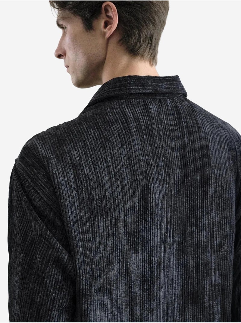 Chemise boutonnée oversize texturée giesto Noir - Kiabi