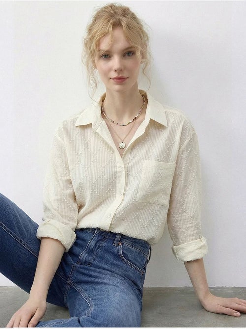 Chemise boutonnée texturée à coupe décontractée lucci - Kiabi