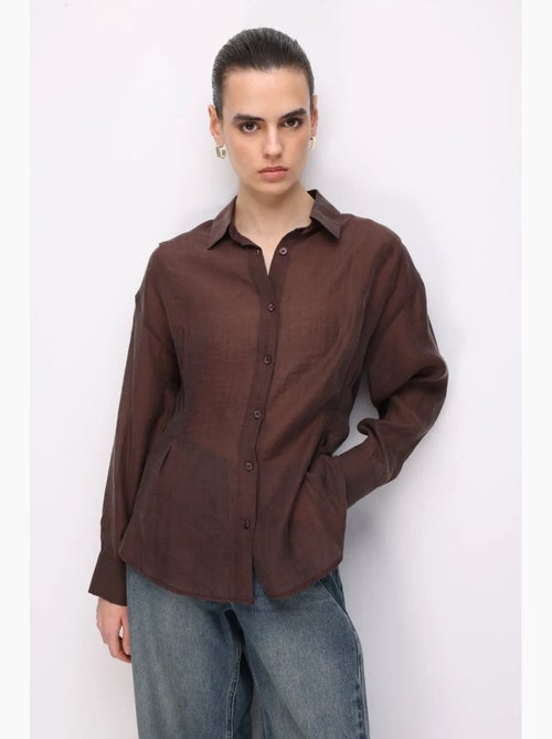 Chemise boutonnée texturée ajustée mixray - Kiabi